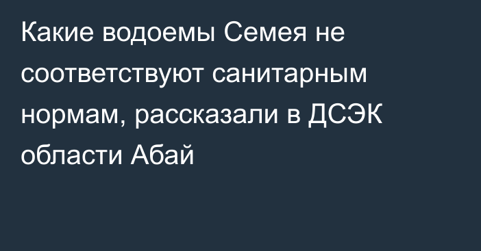 Какие водоемы Семея не соответствуют санитарным нормам, рассказали в ДСЭК области Абай