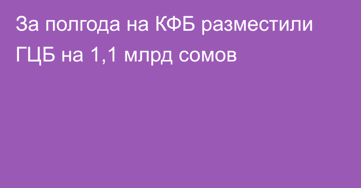 За полгода на КФБ разместили ГЦБ на 1,1 млрд сомов