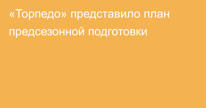 «Торпедо» представило план предсезонной подготовки