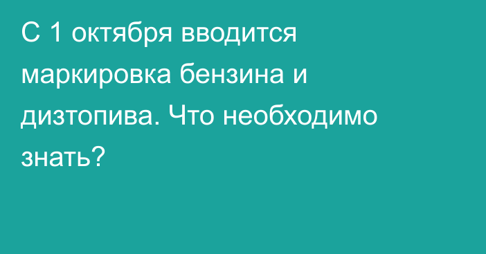 С 1 октября вводится маркировка бензина и дизтопива. Что необходимо знать?