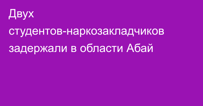 Двух студентов-наркозакладчиков задержали в области Абай