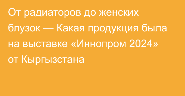 От радиаторов до женских блузок — Какая продукция была на выставке «Иннопром 2024» от Кыргызстана