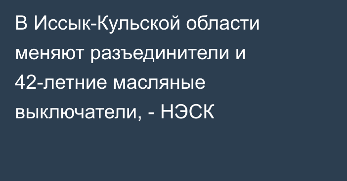 В Иссык-Кульской области меняют разъединители и 42-летние масляные выключатели, - НЭСК