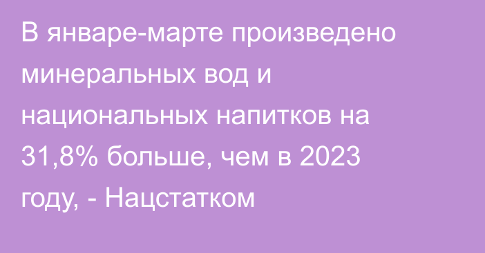 В январе-марте произведено минеральных вод и национальных напитков на 31,8% больше, чем в 2023 году, - Нацстатком