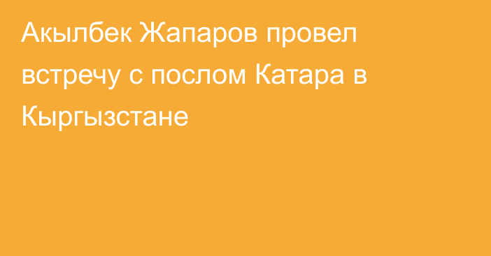 Акылбек Жапаров провел встречу с послом Катара в Кыргызстане