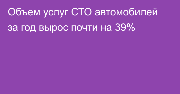 Объем услуг СТО автомобилей за год вырос почти на 39%