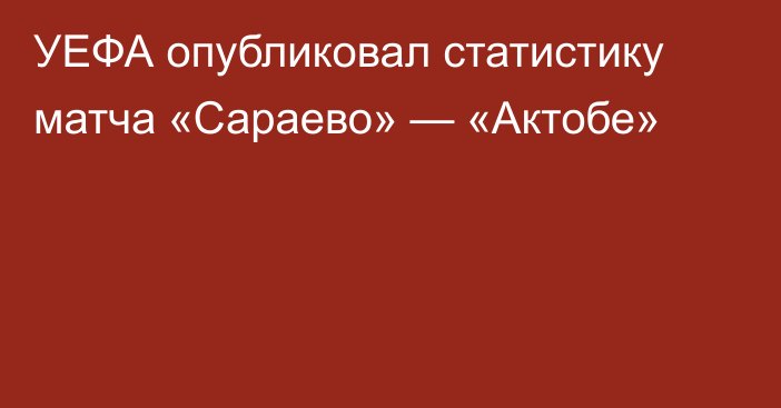 УЕФА опубликовал статистику матча «Сараево» — «Актобе»