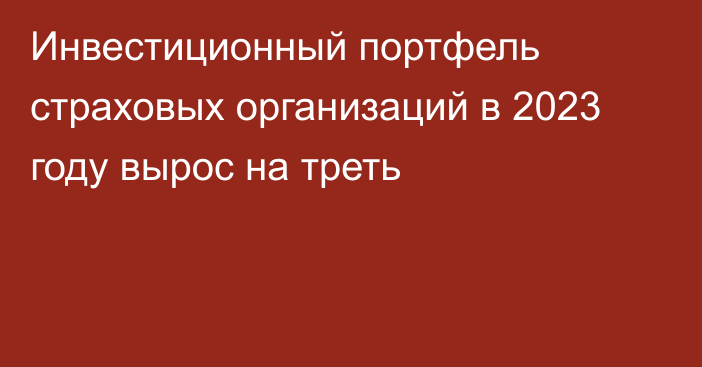 Инвестиционный портфель страховых организаций в 2023 году вырос на треть