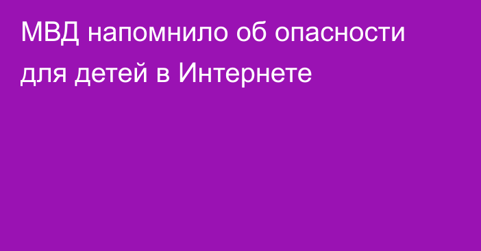 МВД напомнило об опасности для детей в Интернете