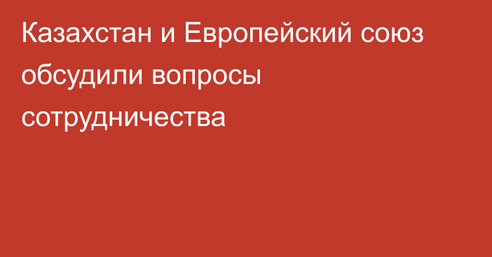 Казахстан и Европейский союз обсудили вопросы сотрудничества