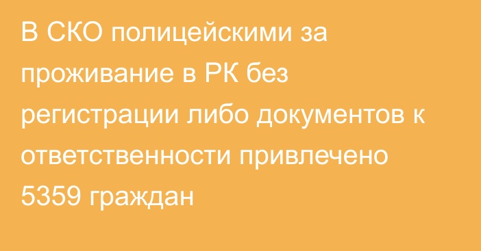 В СКО полицейскими за проживание в РК без регистрации либо документов к ответственности привлечено 5359 граждан