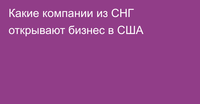 Какие компании из СНГ открывают бизнес в США