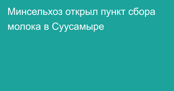 Минсельхоз открыл пункт сбора молока в Суусамыре