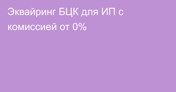 Эквайринг БЦК для ИП с комиссией от 0%