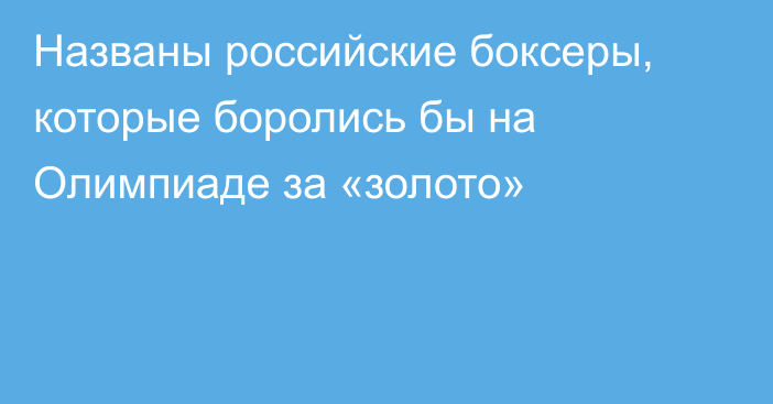 Названы российские боксеры, которые боролись бы на Олимпиаде за «золото»