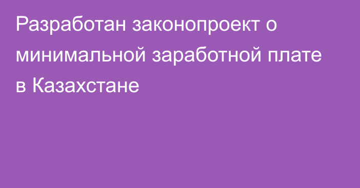 Разработан законопроект о минимальной заработной плате в Казахстане