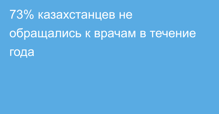 73% казахстанцев не обращались к врачам в течение года