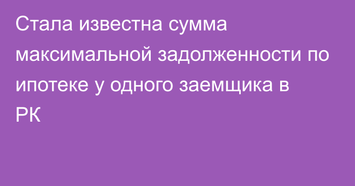 Стала известна сумма максимальной задолженности по ипотеке у одного заемщика в РК