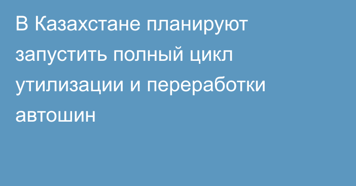 В Казахстане планируют запустить полный цикл утилизации и переработки автошин