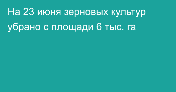 На 23 июня зерновых культур убрано с площади 6 тыс. га