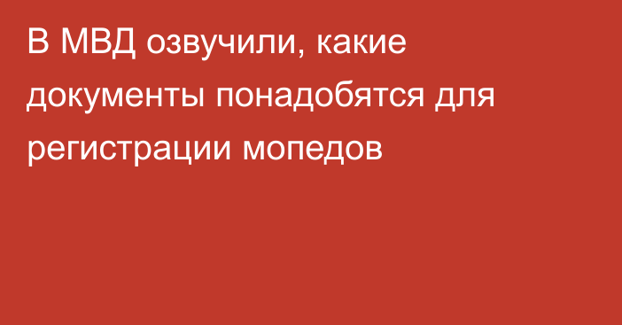 В МВД озвучили, какие документы понадобятся для регистрации мопедов