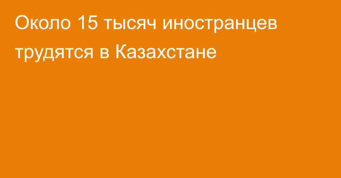 Около 15 тысяч иностранцев трудятся в Казахстане