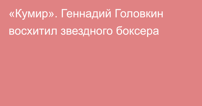 «Кумир». Геннадий Головкин восхитил звездного боксера