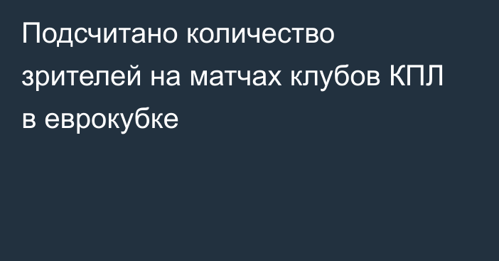 Подсчитано количество зрителей на матчах клубов КПЛ в еврокубке