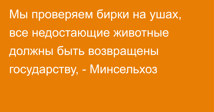 Мы проверяем бирки на ушах, все недостающие животные должны быть возвращены государству, - Минсельхоз