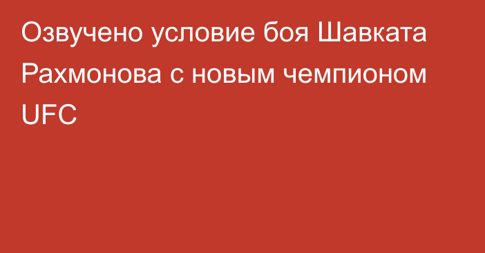 Озвучено условие боя Шавката Рахмонова с новым чемпионом UFC