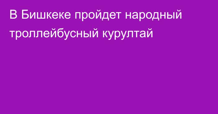 В Бишкеке пройдет народный троллейбусный курултай