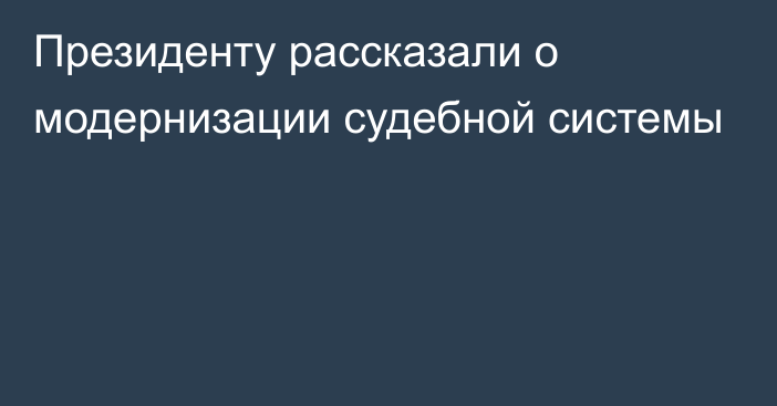 Президенту рассказали о модернизации судебной системы