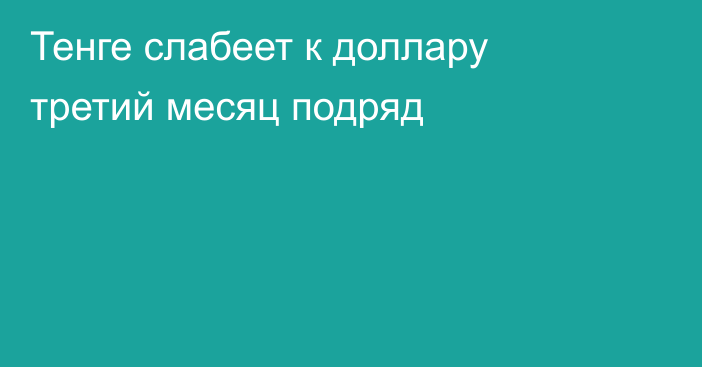 Тенге слабеет к доллару третий месяц подряд