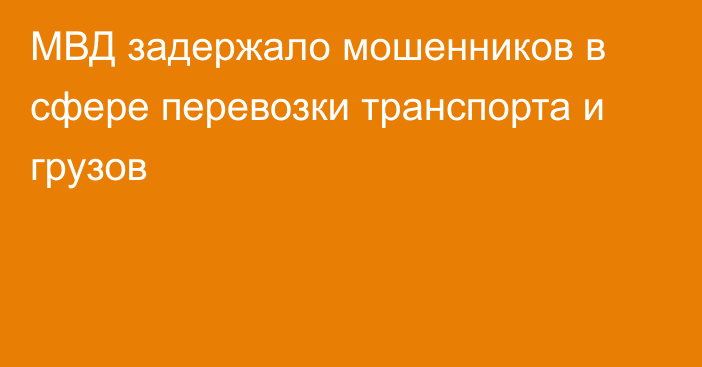 МВД задержало мошенников в сфере перевозки транспорта и грузов