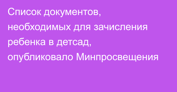 Список документов, необходимых для зачисления ребенка в детсад, опубликовало Минпросвещения