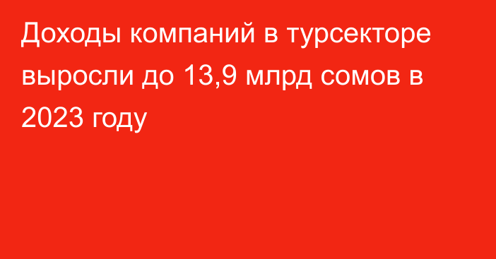 Доходы компаний в турсекторе выросли до 13,9 млрд сомов в 2023 году