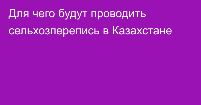 Для чего будут проводить сельхозперепись в Казахстане