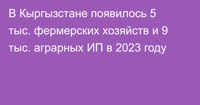 В Кыргызстане появилось 5 тыс. фермерских хозяйств и 9 тыс. аграрных ИП в 2023 году