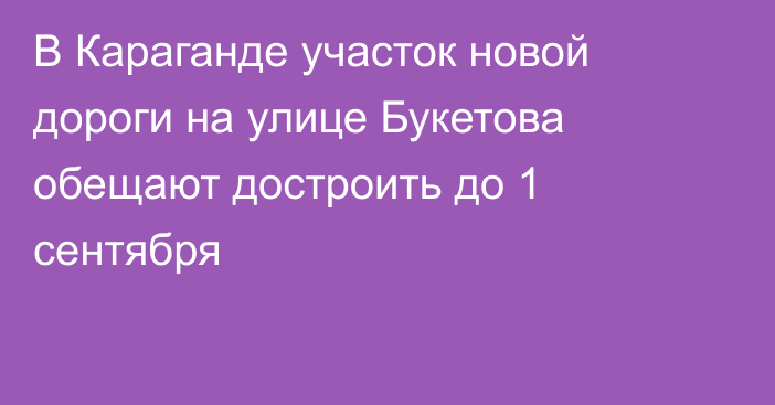 В Караганде участок новой дороги на улице Букетова обещают достроить до 1 сентября