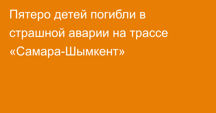 Пятеро детей погибли в страшной аварии на трассе «Самара-Шымкент»