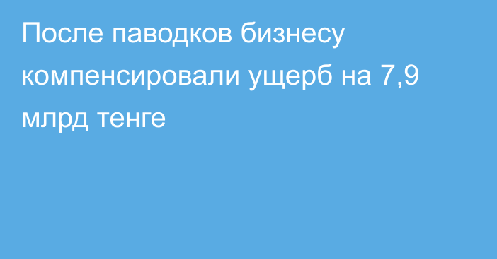 После паводков бизнесу компенсировали ущерб на 7,9 млрд тенге