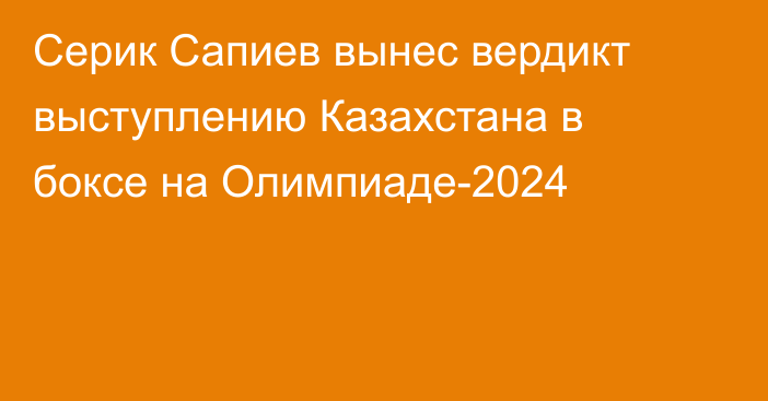 Серик Сапиев вынес вердикт выступлению Казахстана в боксе на Олимпиаде-2024