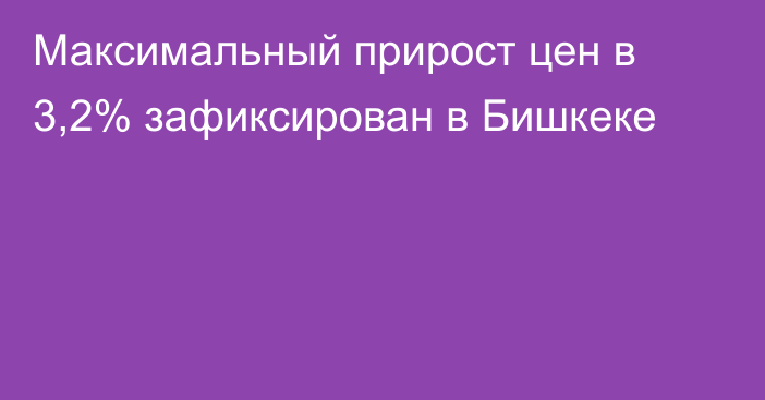 Максимальный прирост цен в 3,2% зафиксирован в Бишкеке