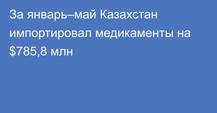 За январь–май Казахстан импортировал медикаменты на $785,8 млн