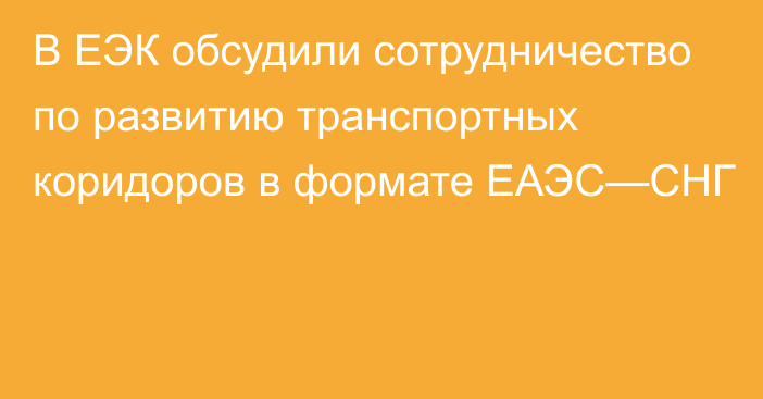 В ЕЭК обсудили сотрудничество по развитию транспортных коридоров в формате ЕАЭС—СНГ