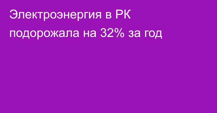 Электроэнергия в РК подорожала на 32% за год