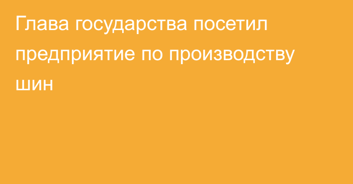 Глава государства посетил предприятие по производству шин