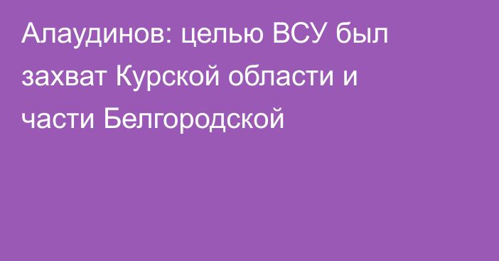 Алаудинов: целью ВСУ был захват Курской области и части Белгородской