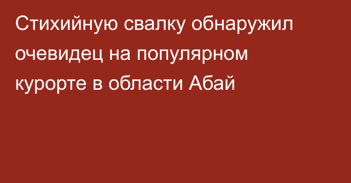 Стихийную свалку обнаружил очевидец на популярном курорте в области Абай