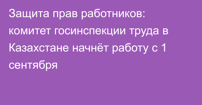 Защита прав работников: комитет госинспекции труда в Казахстане начнёт работу с 1 сентября